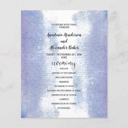 Budget Simple Wedding Program-kaart. Flyer (Voorkant)