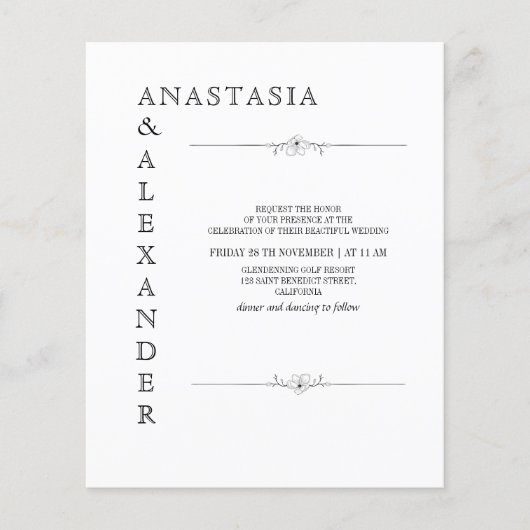 Budget Simple Wedding-uitnodiging. (Voorkant)