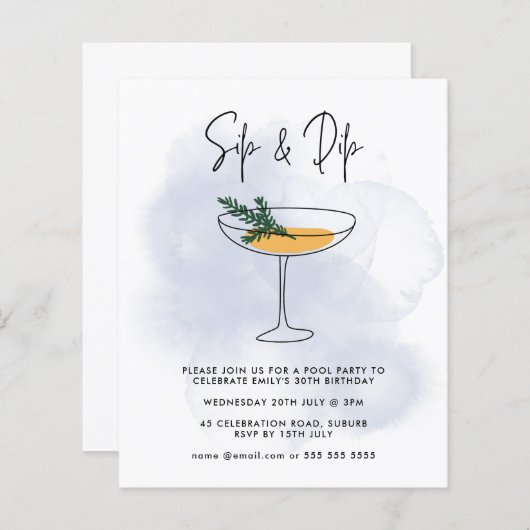 Budget Sip & Dip Cocktail Pool Party (Voorkant / Achterkant)