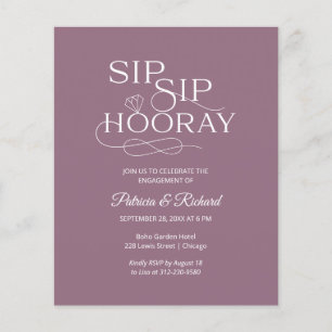 Budget Sip Sip Hooray Verloving Feest Uitnodiging