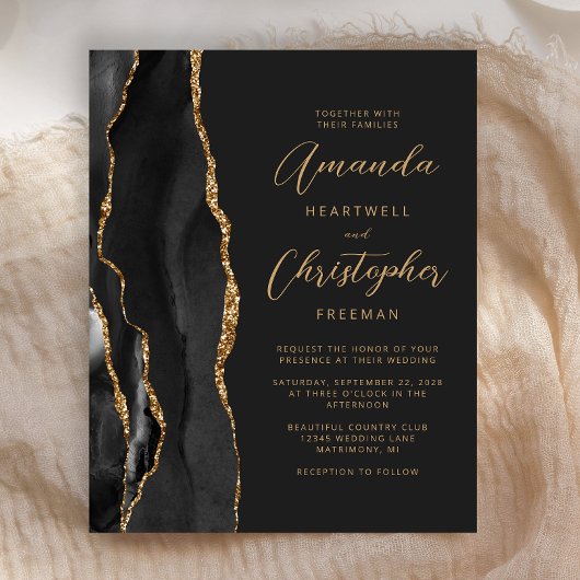 Budget Slate Black Gold Agate Weddenschap