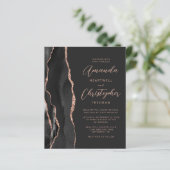 Budget Slate Black Roos Gold Agate Wedding Invite (Staand voorkant)