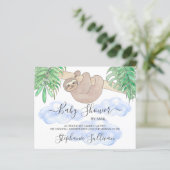 Budget Sloth Boy Baby shower per mail uitnodiging (Staand voorkant)