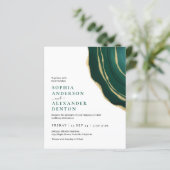 Budget smaragd groen Foto QR code bruiloft uitnodi (Staand voorkant)