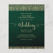 BUDGET Smaragdgroene gouden kant rustieke trouwdag (Voorkant)