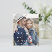 Budget Smaragdgroene Save the Date-foto (Staand voorkant)