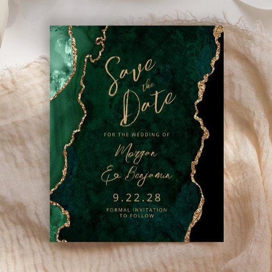 Budget Smerald Groen Agaat Script Save the Date