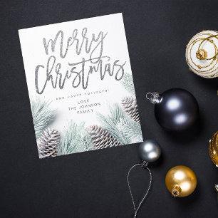Budget Sneeuw Pijnboom & Blad Prettig Kerstfeest Flyer