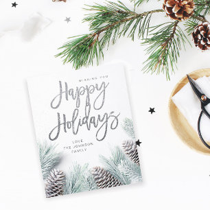 Budget Sneeuw Pijnboom & Blad Prettige Feestdagen Flyer
