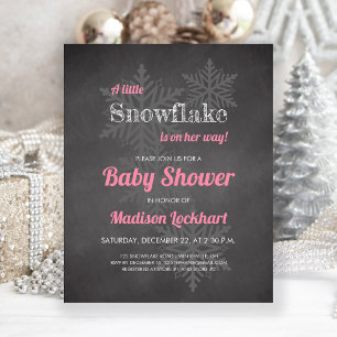 Budget Sneeuwvlokje Krijtbord Roze Baby Shower
