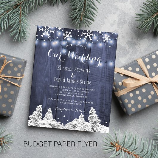 Budget snewflakes wintertrouwuitnodiging flyer
