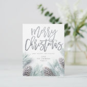 Budget Snow Pine & Leaf Merry Kerstmis (Staand voorkant)