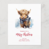 Budget Snowboard Highland Cow Carte photo/Vert (Devant)