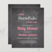Budget Snowflake Chalkboard Roze Baby shower (Voorkant / Achterkant)