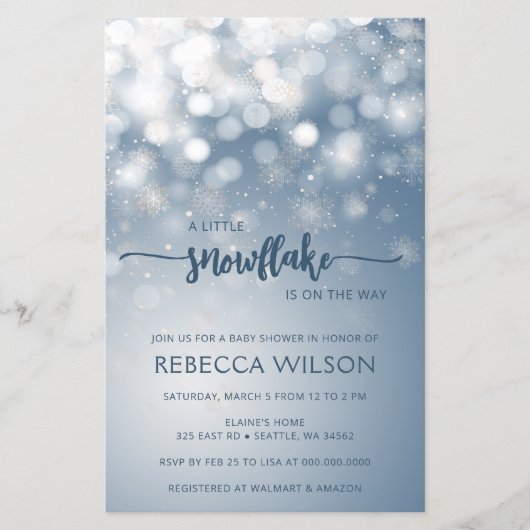 Budget Snowflake is op de weg Boy Baby shower (Voorkant)