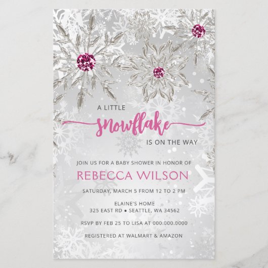 Budget Snowflake is op de weg meisje Baby shower (Voorkant)