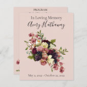 BUDGET Soft Florals Funeral Memorial Programme (Voorkant / Achterkant)
