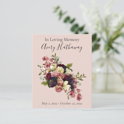 BUDGET Soft Florals Funeral Memorial Programme (Debout devant)