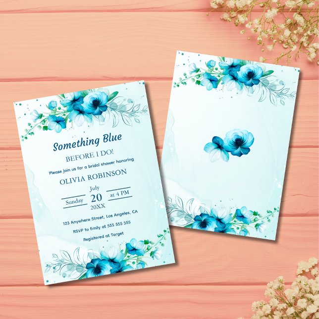Budget Something Blue Bridal Shower Uitnodiging (Budget Something Blue Before I Do Bridal Shower Invitation  )