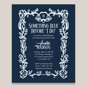 Budget Something Blue Vintage Florale Bruiloftsbor Flyer