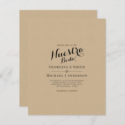 BUDGET Spaans huwelijk Bilingual Boda Wedding (Voorkant / Achterkant)
