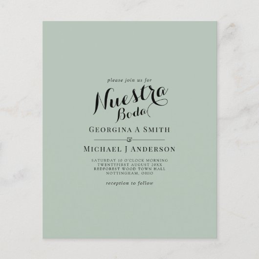 BUDGET Spaans huwelijk Bilingual Boda Wedding Flyer (Voorkant)