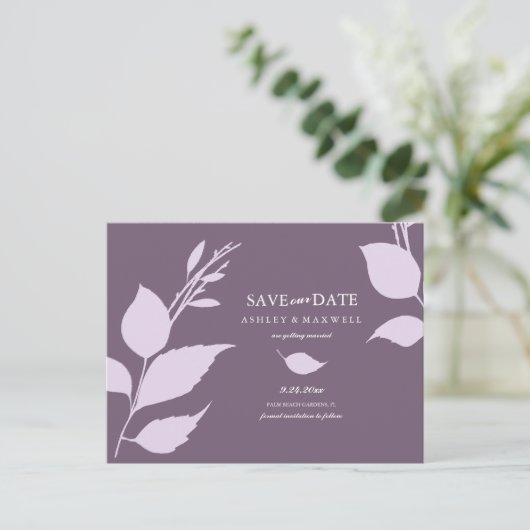 Budget sparen de Datum Paars Aankondigingskaart (Staand voorkant)