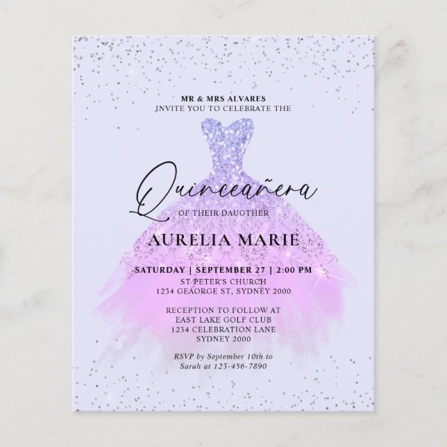 Budget Sparkle Lila Prinses Jurk Quinceanera (Voorkant)