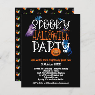 Budget Spooky Halloween Party Black Uitnodiging