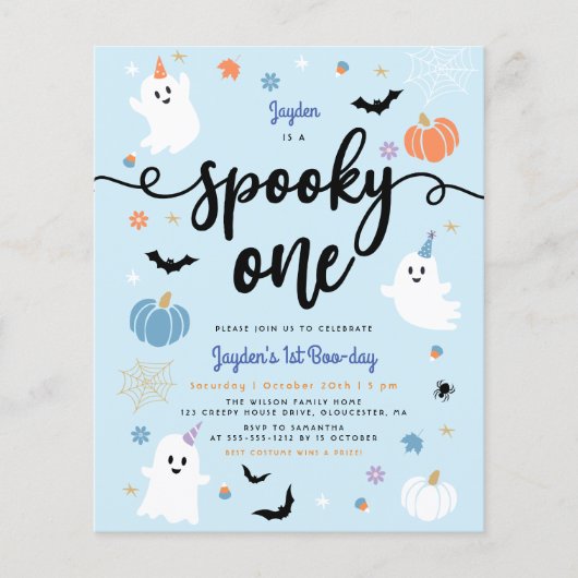 Budget Spooky One Blue Ghost Halloween 1 Verjaarda (Voorkant)