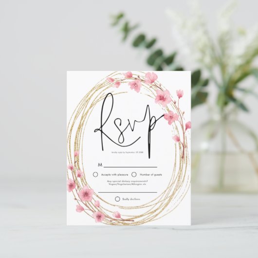 Budget Spring Florals Lijst Script RSVP (Staand voorkant)