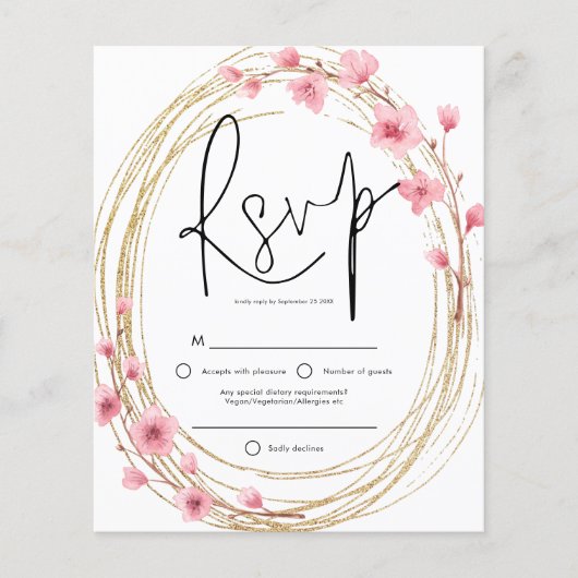 Budget Spring Florals Lijst Script RSVP (Voorkant)