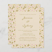 Budget Spring Flowers Botanical Weduwen Uitnodigin (Voorkant / Achterkant)