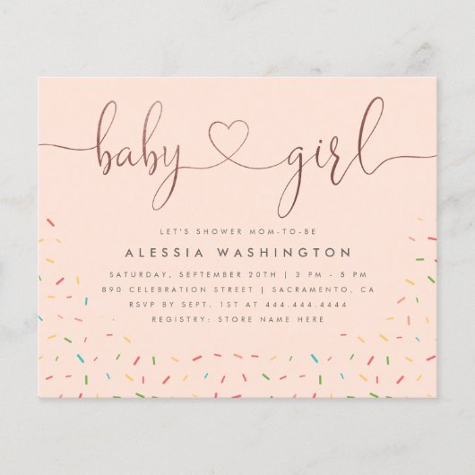 Budget Sprinkle Roos Gold Script Script Girl Baby  (Voorkant)