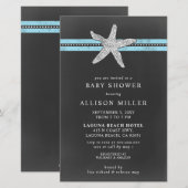 Budget Starfish Beach Baby shower nodiging (Voorkant / Achterkant)