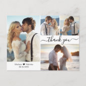 Budget Stijlvol 4 Foto Collage Bruiloft Dank u Briefkaart (Voorkant)