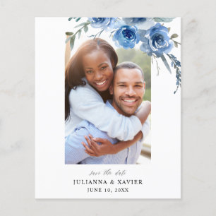 Budget Stof Blauw & B Bloemige Save the Date Foto