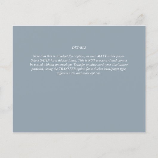 Budget Stof Blauw Monochroom Trouw RSVP Flyer (Achterkant)