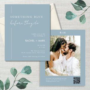 Budget Stof Blauw Qr Code Foto Huwelijk Flyer
