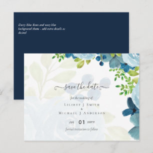 Budget Stof Blauwe Bloemen Salie Trouwdag Briefkaart