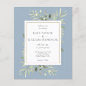 Budget Stof Blauwgroene Huwelijksuitnodiging (Voorkant)
