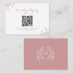 Budget Stof Roze Bloemenkroon QR Code Trouwen Informatiekaartje