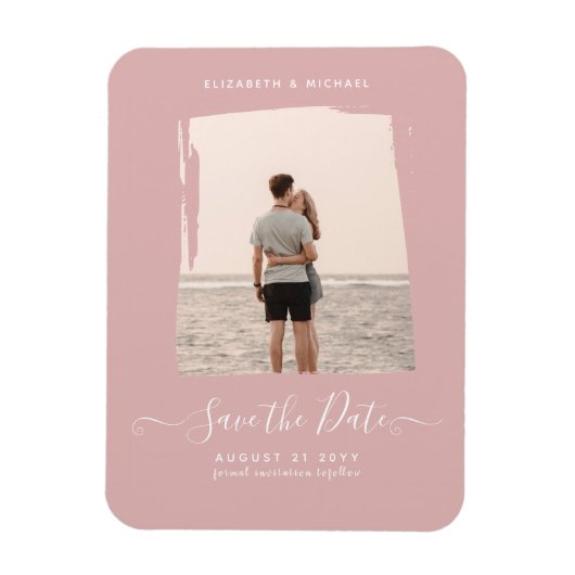 BUDGET Stof Roze FOTO Bewaar De Datum Monochroom Magneet (Verticaal)