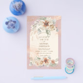 BUDGET Stof Roze Terracotta Pampasgras Bruiloft Flyer (Enkel)