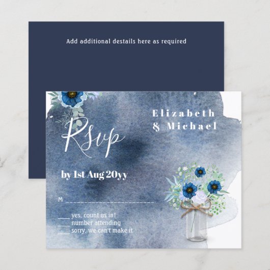 BUDGET Stofblauw Bloemmotief RSVP Monochroom (Voorkant / Achterkant)