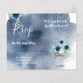 BUDGET Stofblauw Bloemmotief RSVP Monochroom (Voorkant)
