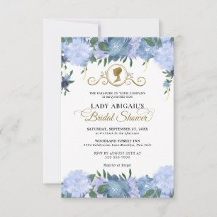 BUDGET Stoffig Blauw Bloemen Victoriaans Vrijgezel Notitiekaartje