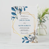 Budget stoffig blauw gouden frame kaart (Staand voorkant)