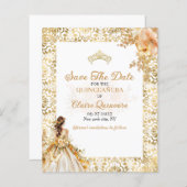 BUDGET Stralend Goud Quinceanera Save The Date (Voorkant / Achterkant)
