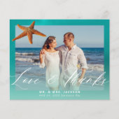 Budget strand bruiloft aangepaste foto dank je flyer (Voorkant)